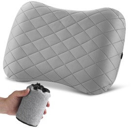 BUCOMTU Inflatable Pillow, Camping Pillow, Travel Pillow, Inflatable Neck Pillow, Removable Cushion Cover for Outdoor, Home (Grey)