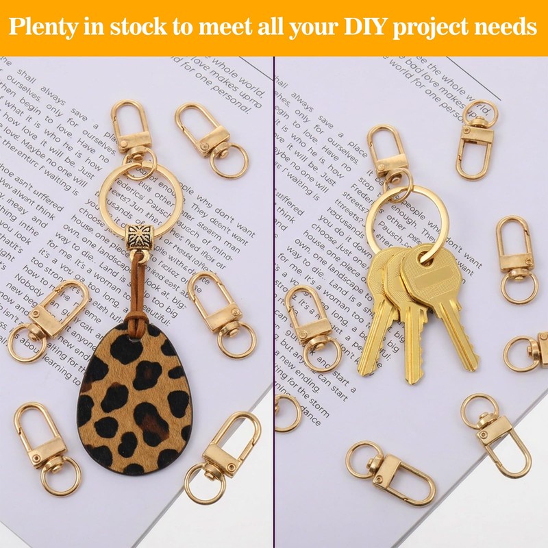 30 PCS Gold Lobster Claw Clasps for Keychains, Metal Keychain