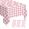 SietDESEO 3 Pack Light Pink Gingham Tablecloth Rectangle 54 x