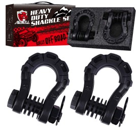 AMBULL Shackles Upgrade 3/4" D Ring Shackle (2 Pack) 70,000 lbs Break Strength with 7/8" Pin, Isolator and Washer Kits for Use with Tow Strap, Winch, Off-Road Truck Vehicle Recovery, Black