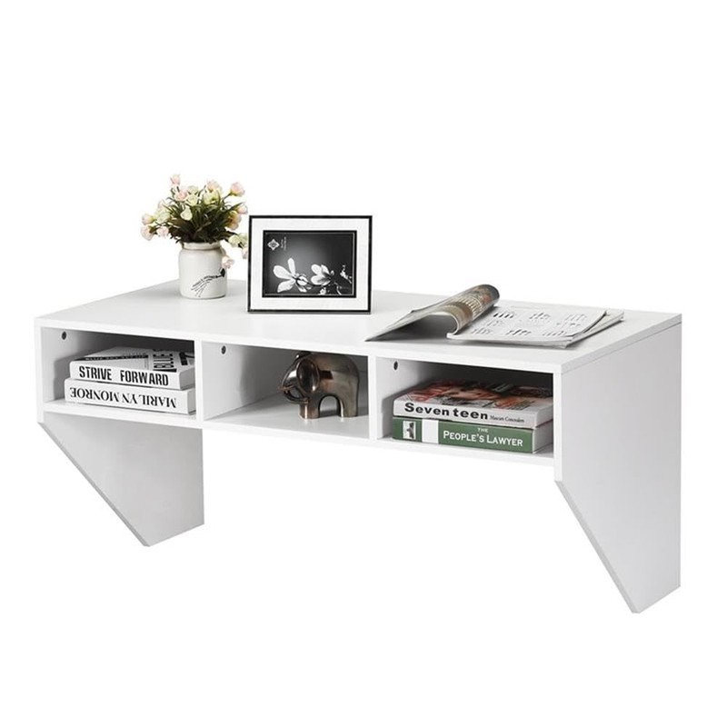 Pemberly Row Contemporary MDF Wall Mounted Floating Computer Desk in