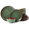 Pokini Stoneware Dinnerware Sets, Ceramic Plates and Bowls Set, Microwave