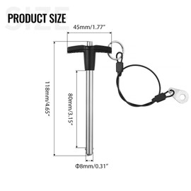 ZOWZEA T Handle Quick Release Pin 5/16 Inch Diameter ,Stainless Steel Ball Locking Pin with Push Button Lanyard Cable Usable Length 3.15"(8*80mm)