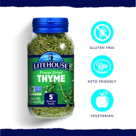Litehouse Freeze Dried Thyme - Substitute for Fresh Thyme, Jar Equal to 5 Thyme Fresh Bunches, Organic, Thyme Seasoning, Non-GMO, Gluten-Free - 0.52 Ounce