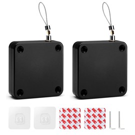 2 Piezas Cierre de Puerta con Sensor Automático, Cierrapuertas con Cordón, Fácil Instalación Adhesiva sin Taladrar, Fuerza de Tracción es 800 kg, Ideal para Residenciales, Ventana, Baño, Negro