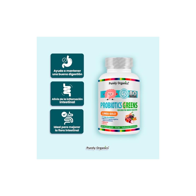 Purely Organics | Probiotics Greens Línea Gold | 11 Cepas