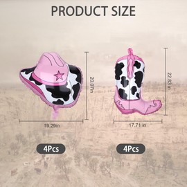 8 Pcs Cowboy Balloons, Boot and Hat Western Balloons Arch Kit, Pink Western Rodeo Country Themed Cowgirl Party Decorations, Cowboy Birthday Party Last Rodeo Bachelorette Decorations Wild West Decor