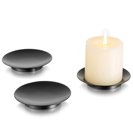 Inweder Pillar Plate Candle Holder: Black Candle Plates and Trays for Pillar Candles Iron Pedestal Stand Decorative for LED & Tealight Home Weddings Table Party Decor Set of 3