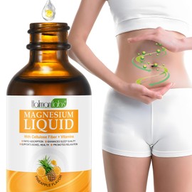 XAYGHE Magnesiumglycinat Flüssige Tropfen - Flüssiges Magnesium-Komplex-Nahrungsergänzungsmittel - Ananasgeschmack, hohe Absorption, vegan & gentechnikfrei, unterstützt Muskelentspannung, Darmgesundheit &