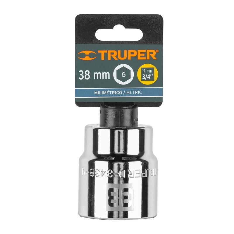 Truper D-3438-M, Dado de 38 mm, 6 puntas, cuadro 3/4"
