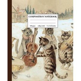  Cats Carol Singing Melodies College Ruled Notebook: Featuring Watercolor Art by Louis Wain | 7.5 x 9.25 Inches | 120 Pages | Present for Music Lovers, Art Enthusiasts, and Fans of Nostalgic Imagery