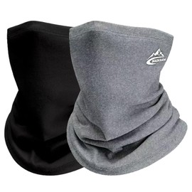 Vanolu Winter Fleece Neck Warmer for Men and Women (Black+Dark Grey)