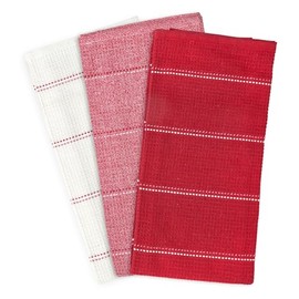 Emma Barclay Utopia 3 Pack Waffle Kitchen Tea Towel Set (45x65cm) (Red)