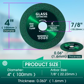 Taoskai 10 Pack 4 inch Glass Cutting Disc for Angle Grinder 7/8" (Model 100/115), Tile Cutter Blade, 1mm Ultra-Thin Diamond Saw Blade for Glass Tile Ceramic Jade Crystal Wine Bottles