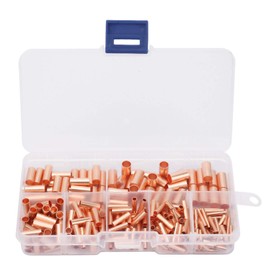 Fafeicy 250pcs Red Copper Connecting Pipe GT1-6mm Intermediate Connection Pipe Connector, Red Copper Pipe Assortment Kit 2.2mm~6.5mm for Electrical AC/DC Connector