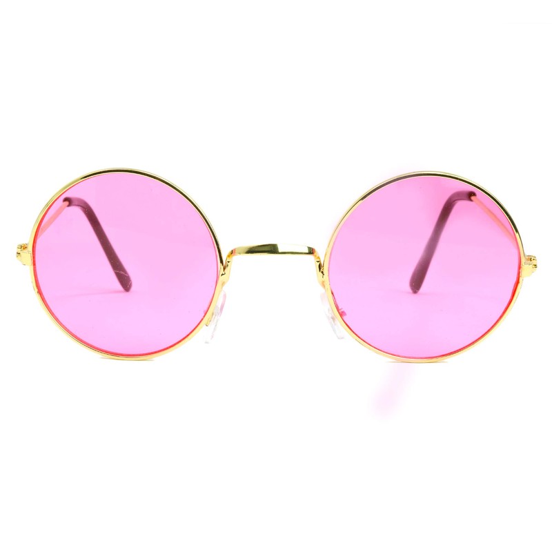 Skeleteen Pink Round Hippie Glasses - Pink 60's Style Hipster