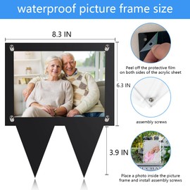 Tikitup 2pcs 5x7 inches Acrylic Waterproof Cemetery Picture Frame