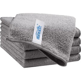 HOMEXCEL Grey Cleaning Rags 5 Pack, Highly Absorbent Microfiber Cleaning Cloth for Kitchen, Lint Free, Scratch-Free, Reusable Microfiber Towels for House,