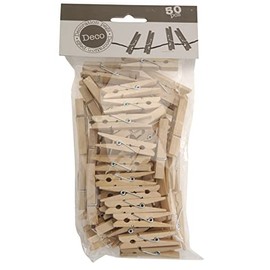 Mini Wooden Clothes Pegs Craft Table Decoration Kids Birthday Gift Clips for Gift Bags Gift Cards, Mini Decorative Pegs for Photos Pictures 50mm-50pcs