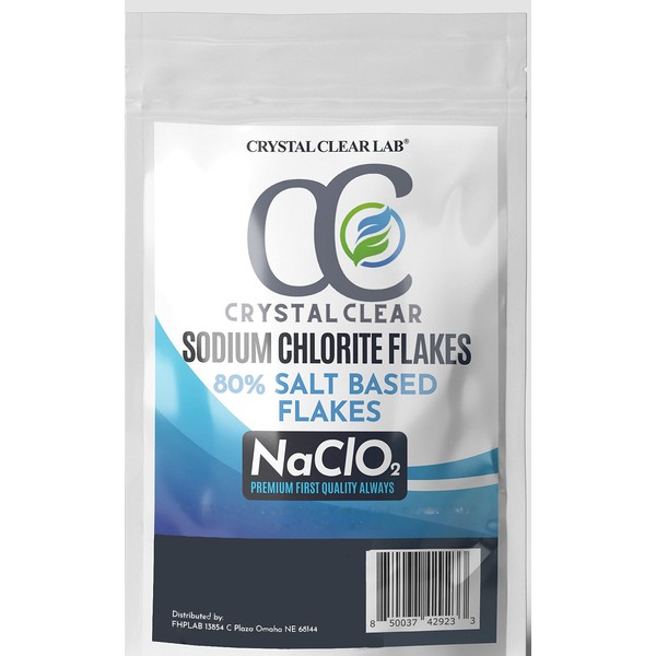 CrystalClearLab Chlorine Dioxide - Sodium Chlorite Flakes, 80% Tech Grade