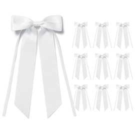 MORSUNBELA White Bows Wedding Decoration White Bow Communion Gift Bow for Birthday Christmas Garland Gifts, White, Pack of 10