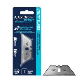 Accutec Pro Infinity Carbon Steel Utility Blades - .025 Inch Thick, 2-Notch Double Edge, SmartCoat Tech, Multi-Industry Use - USA Made - APBL-8007