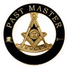 Past Master Round Cut-Out Masonic Auto Emblem - [Black &