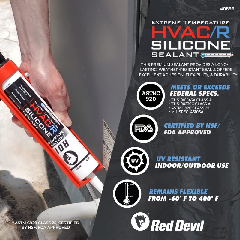 Red Devil 0897 Extreme Temperature HVAC/R Silicone Sealant, 280 ml,