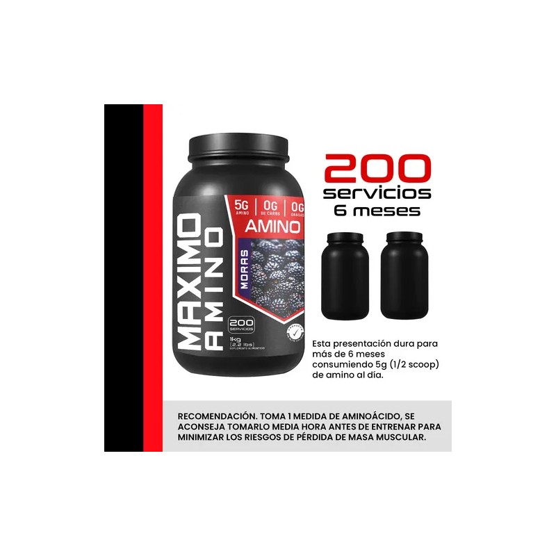 Aminoacidos Maximo 1kg 200 Servicios Varios Sabores