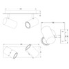 Trio Leuchten bar in metal, white, spotlight bar 2-bulb, exclusive