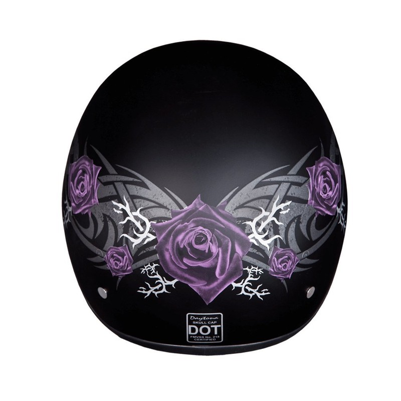 Daytona HELMETS Motorcycle Half Helmet Skull Cap- Purple Rose 100%