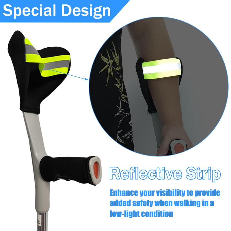 Addestrale Crutch Pads con Strisce Riflettenti - Coperture Crutch Gomito