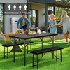 VECELO 3 Piece Folding Picnic Table with 2 Benches, 47.2"