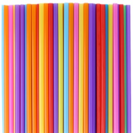 YAOSHENG 200 Pack Smoothie Straws, 10.24 Inches Straws Disposable, Drinking Straws Disposable in Assorted Bright Colors ﻿ (200)