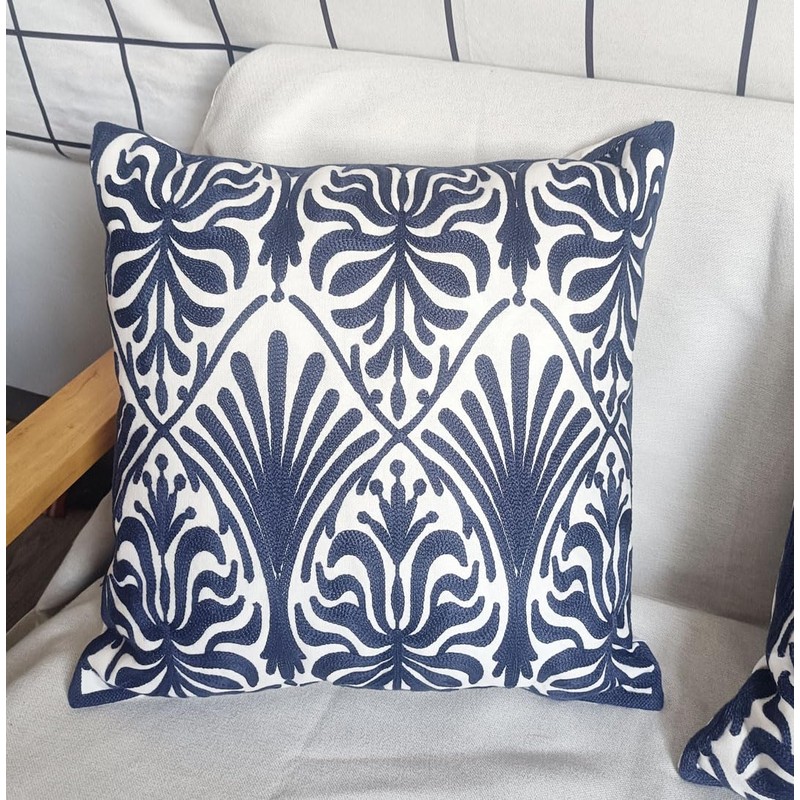 ZUODUTEX 45 x 45 Cm Cushion Covers Embroidery Geometry Cotton