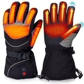 Heated Gloves for Men Women Rechargeable, 7.4v Battery Heated Ski Gloves Touchscreen Electric Gloves Heated Waterproof Heating Gloves for Winter Outdoor Work Skiing Hiking Camping (Medium)
