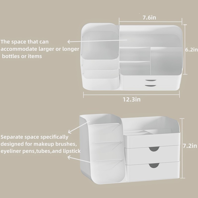 Makeup Organizer with Brush Holder for Vanity,Countertop Makeup Organizer with