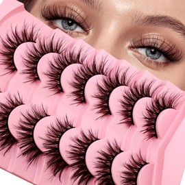 3D False Eyelashes, Wispy Natural Artificial Eyelash Extensions Set, 20 mm, Long Fairy Artificial Eyelashes, Natural Look, 5 Pairs, Reusable, Handmade, Lightweight Faux Mink Eyelashes (ZD38)