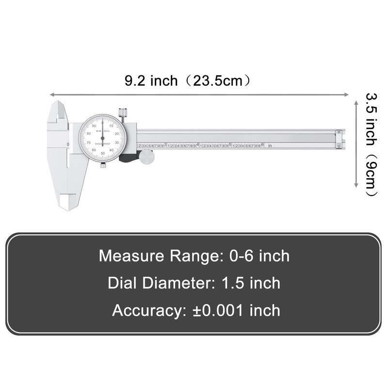 HDLNKAK Dial Caliper Shockproof Dial Caliper Precision Caliper with Watch