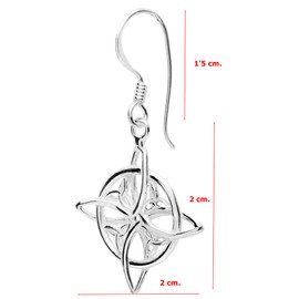ENTREPLATA 925 Sterling Silver Earrings for Women with Pendant Amulet Protective White Magic Celtic Symbol Protection Wiccan Jewellery Witch Knot