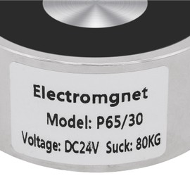 Uxney DC 24V 800N 176LB/80Kg Suction Suction Suction Round Solenoid Lifting Cylinder 65 x 30 mm