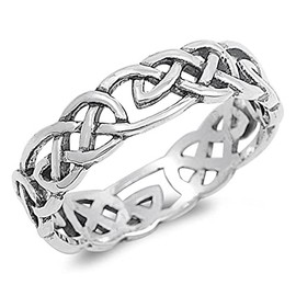 Sterling Silver Women's Men's Celtic Knot Infinity Ring Fashion Band Size 9