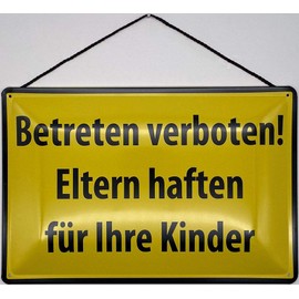 Blechschild mit Kordel 18 x 12 cm Warnschild: Privatweg - Betreten und Befahren für Nichtberechtigte verboten ! - Blechemma
