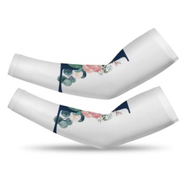 Xmkltbz 1 Pair Cooling Arm Sleeves, Unisex Warmer Spandex Sports Cover Uv Sun Protection for Cycling Golf Running M Print Floral Alphabet Monogrammed Rose Gold Letter L