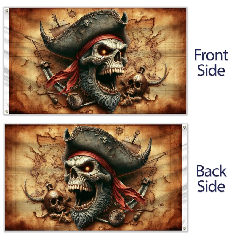 Pirate Flag 90 x 150 cm with Eyelets - Large