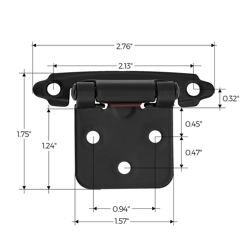 Ravinte 4 Pack (2 Pairs) 1/2" Overlay Cabinet Hinges, Self-Closing