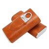 Cigar Case 3 Finger Cedar Wood Lining Portable Faux Leather