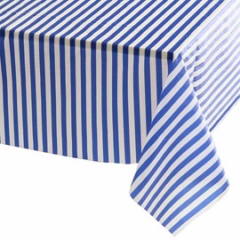 137*274cm Blue and White Stripes TableCloth Table Cover Party,Disposable Rectangular Tablecover Plastic Blue Table Cloth Party for Picnic,Baby Shower,Wedding,Christmas,Birthday Parties Decorations