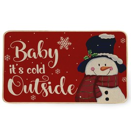 Christmas Welcome Door Mat 17x29 Inch, Baby It's Cold Outside Decorative Doormat, Winter Snowman Xmas Floor Rugs DM099