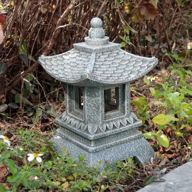 14 Inch Garden Statue, Zen Asian Outdoor Statue Accessory Japanese Pagoda, Garden Balcony Terrace Porch Courtyard DecorationColor: Gray, Size: One Size